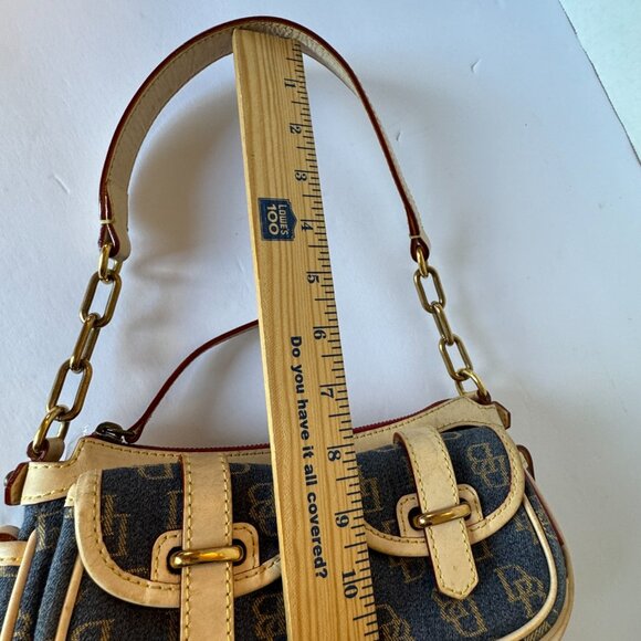 VTG Dooney & Bourke Small Signature Denim & Leather Banana Bag Y2K - Picture 13 of 13